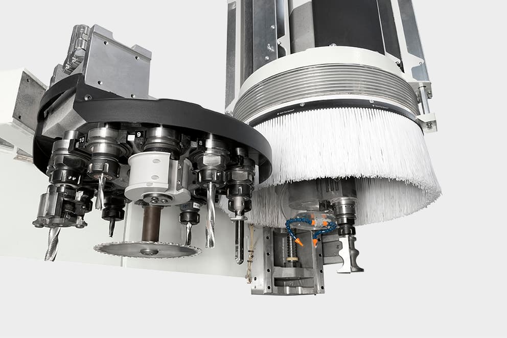 Detailansicht des Werkzeugwechslers der CNC-Fräse Morbidelli Author M600